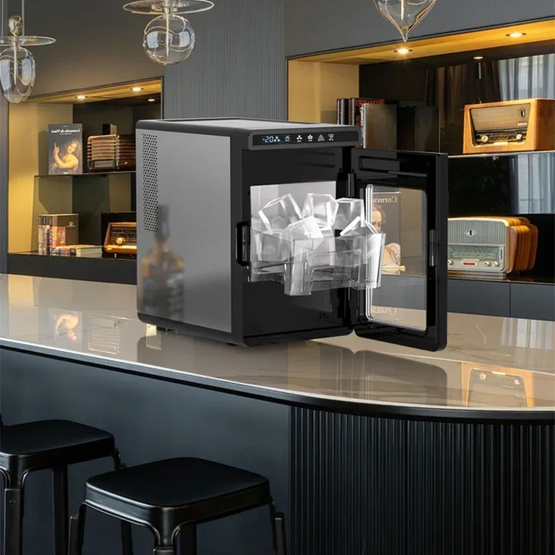 Home-Use Square Ice Maker with Automatic Cleaning, 10KG/DAY High-Efficiency Ice Production, 24-Hour Programmable Timer