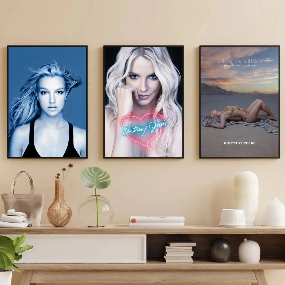 

B-Britney Spears Poster Self-adhesive Art Waterproof Paper Sticker Coffee House Bar Room