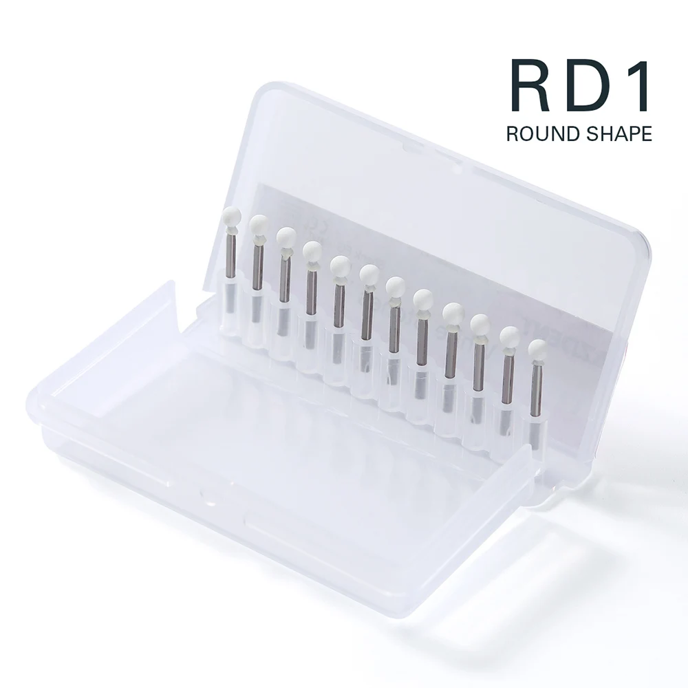 AZDENT 12 teile/schachtel Dental Weiß Stein Polieren FG Bohrer Kegel/Flamme/Runde Form Abrieb Bur Fit Für high Speed Handstück 1,6mm – Detail 9