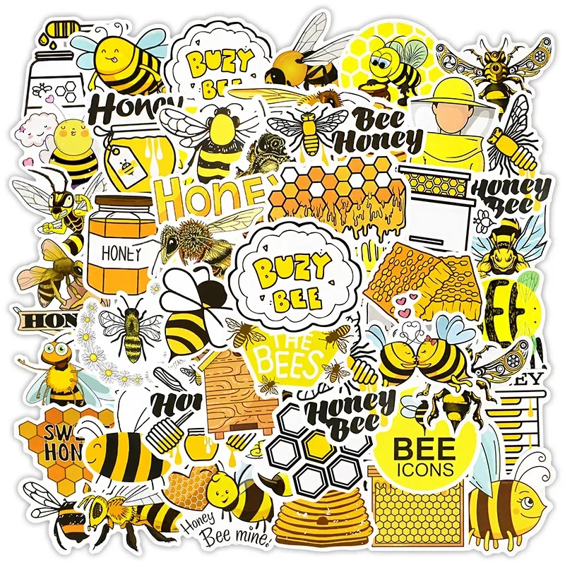 Waterproof Honey Bee Vinyl Stickers Bumble Queen Bee Decal Laptop Water Bottle Skateboard Envelopes Crafts Decals Toys for Kids