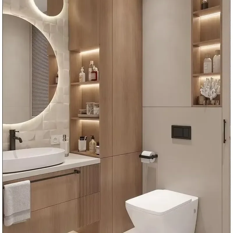 Prima Modern Minimalist Bathroom Vanity Multi-layer Stone Waterproof Storage Bathroom Vanity Set