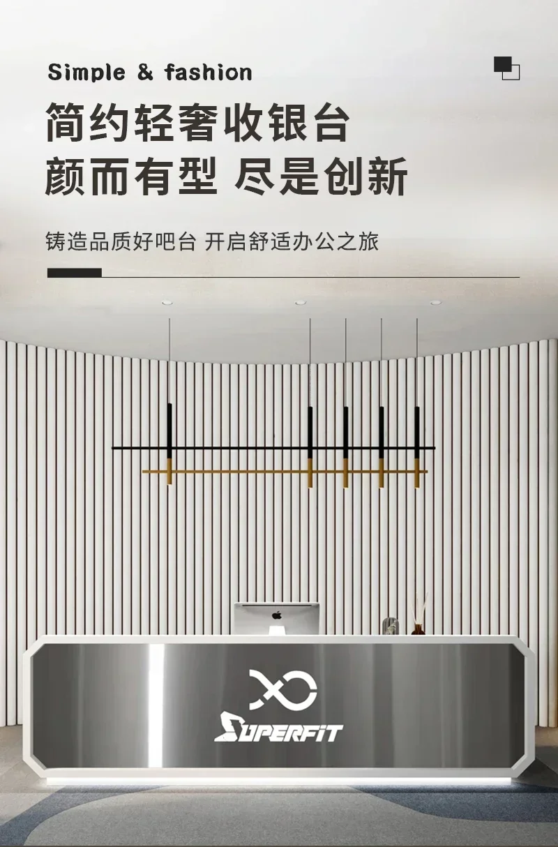 Stainless Steel Cashier Counter Clothing Store Beauty  Bar Company Reception Desk