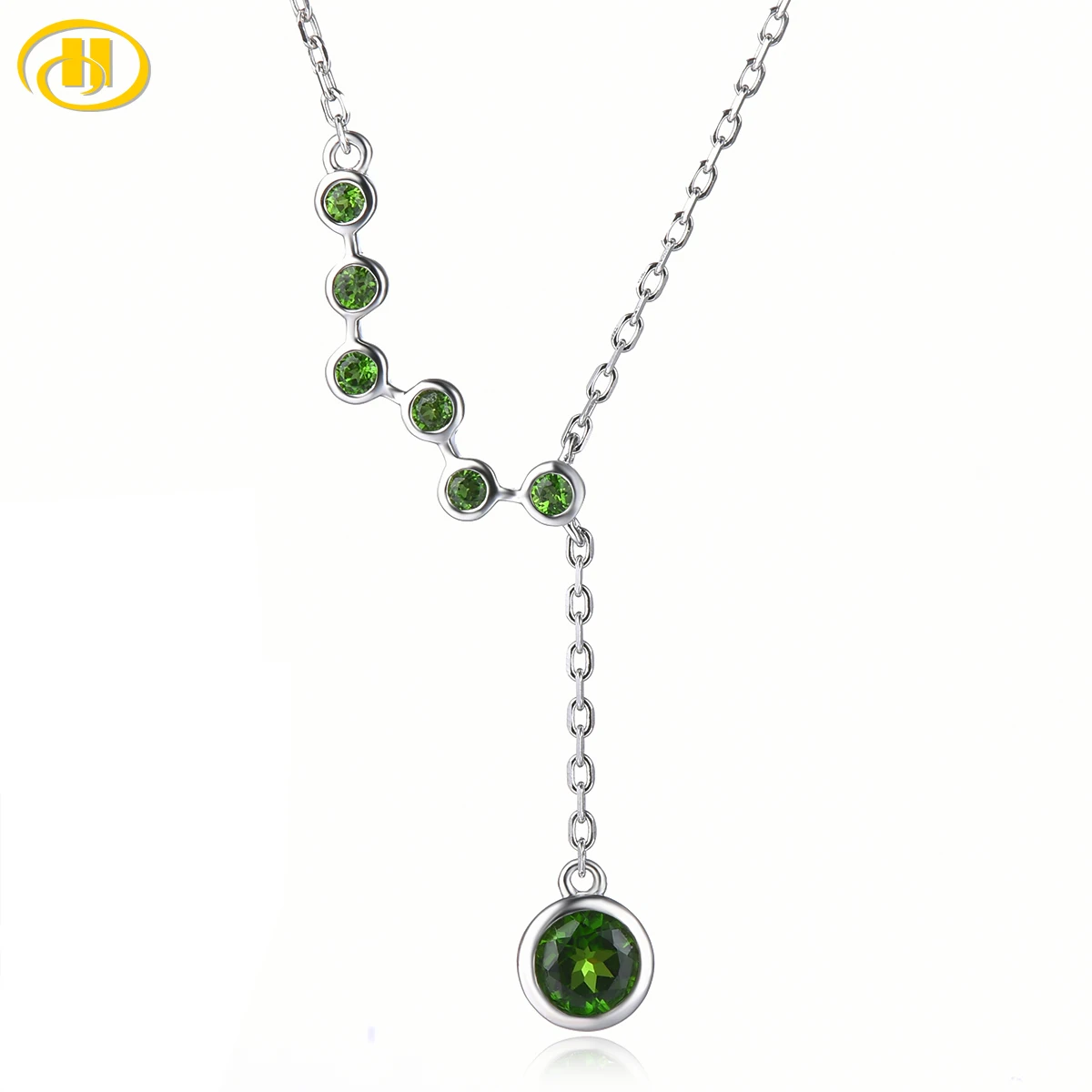 

Natural Chrome Diopside 925 Sterling Silver Necklace 0.73 Carat Genuine Gemstone Special Style Fine Jewelry for Party Gift