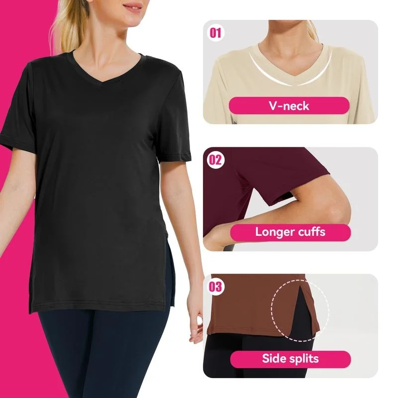 Womens 3 Pack T-Shirts Basic Short Sleeve V Neck Tops - Plus Size Clothing Fashion Loose Lightweight Casual Tee Summer Clothes