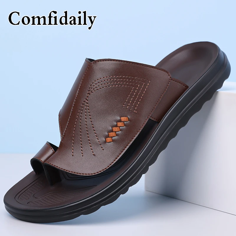 Herren Sommer Mode-Sandalen Einfache Strandschuhe mit Dicker Sohle Weiche Rutschfeste Slip-On Pantoffeln-9008 – Detail 2