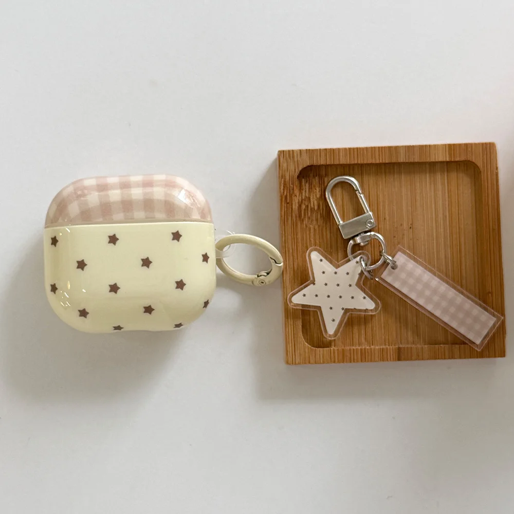 Lovely Plaid Full Screen Star Silicone Cover Case for Apple AirPods Pro 3 Wireless Bluetooth Earphone Cases for AirPods 4 3 2 1