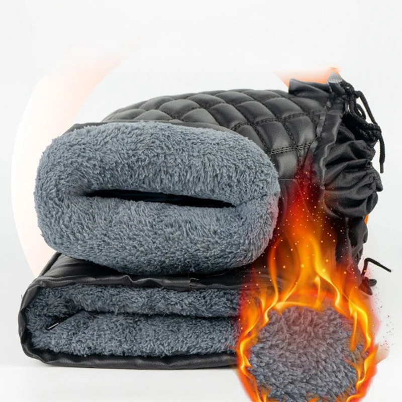 

Непромокаемый чехол на руль мотоцикла, зимние аккумуляторные перчатки для лобового стекла велосипеда, утолщенные ветрозащитные теплые муфты на руль из искусственной кожи