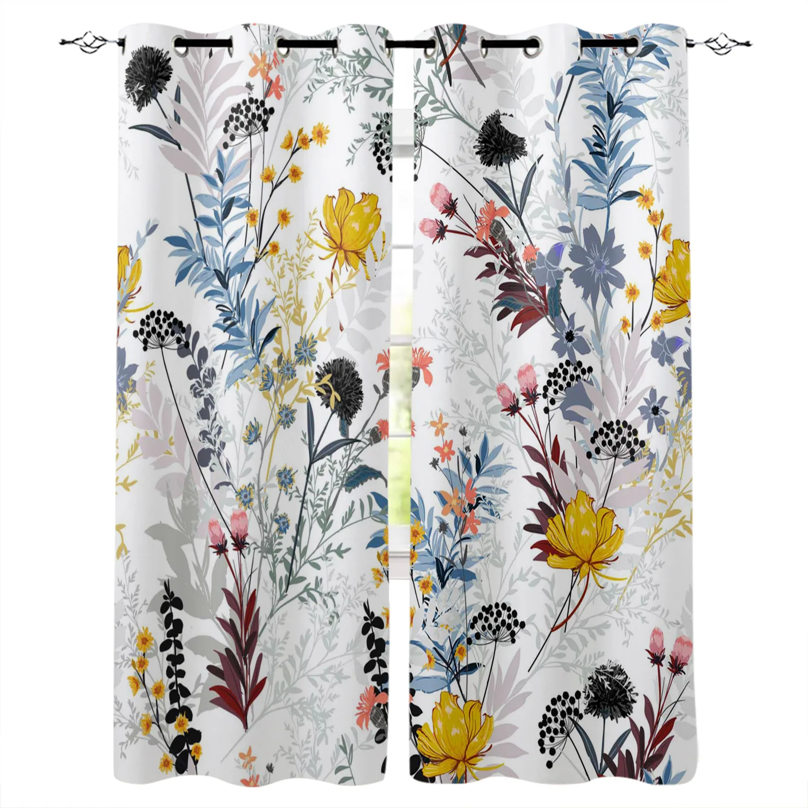 Flower Plant Dandelion Leaves Curtains For Bedroom Living Room Modern Kitchen Windows Curtain Home Decoration Drapes