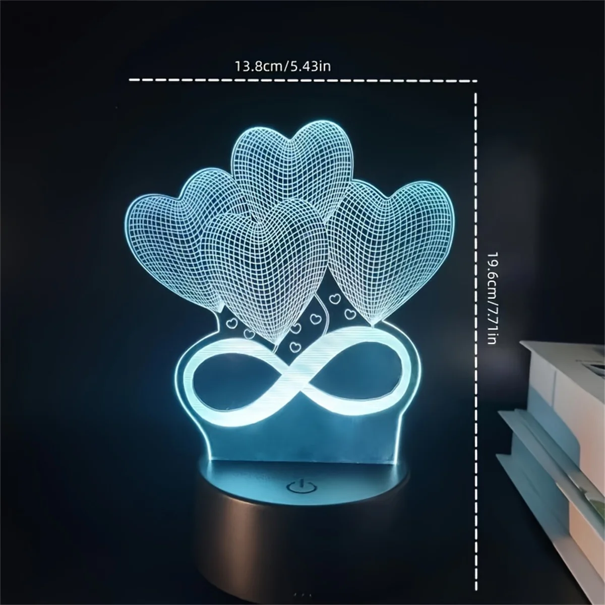 1pc  Love 3D Night Light, 3D Optical Illusion Lamp With Touch, 7-Color Changing Ambient Light For Bedroom