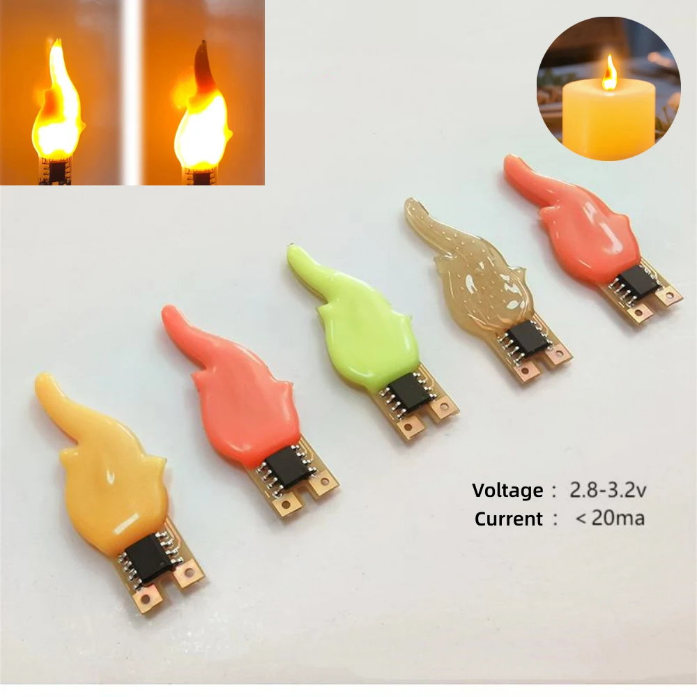 DC3V Candle Flame LED Filament Flickering+Always ON 2-mode 1800K/Red/Green/Blue/Pink Birthday Party Decor Light Bulb Accessories
