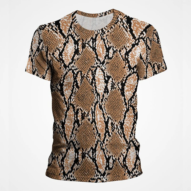 Snake Pattern T-shirt Vintage Men Casual Tee Horror Graphic Snake Skin 3D Print T Shirts Retro Streetwear Fashion Women Clothing