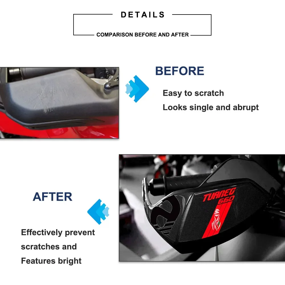 

3D Resin Stickers Motorcycle Handguard Protections Waterproof Anti-Scratch for APRILIA TUAREG 660 2023-2024