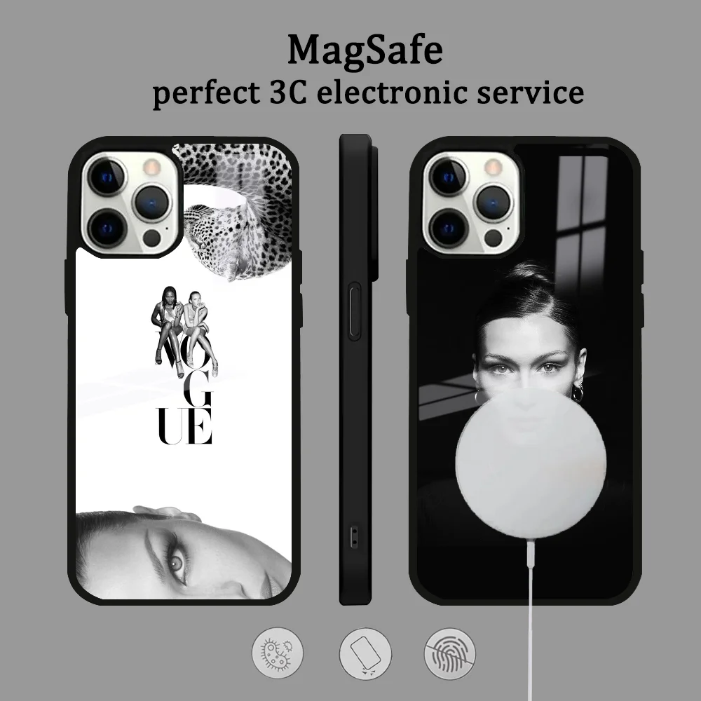 Model B-Bella Hadid Phone Case For IPhone 16 15 14 13 12 11 Pro Max Plus Mini Magsafe Mirror Wireless Magnetic Cover