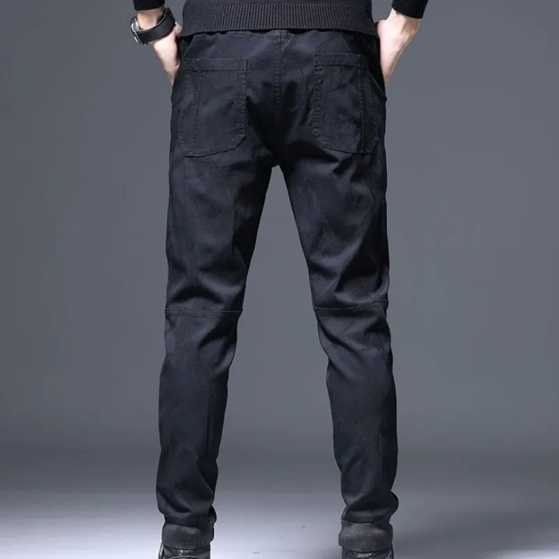 Pantalones largos de Jacquard con seis bolsillos para hombre, pantalón de cintura informal, elásticos, ajustados, tendencia juvenil, primavera y otoño, 2023