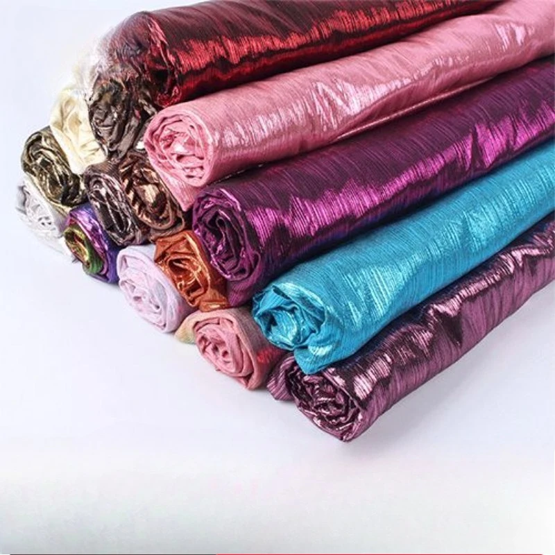 Striped Hot Stamping Fabric Shiny Silk Laser Iridescent Gold Silver Glitter Fabric Stage Performance Cheerleading Uniform Fabric