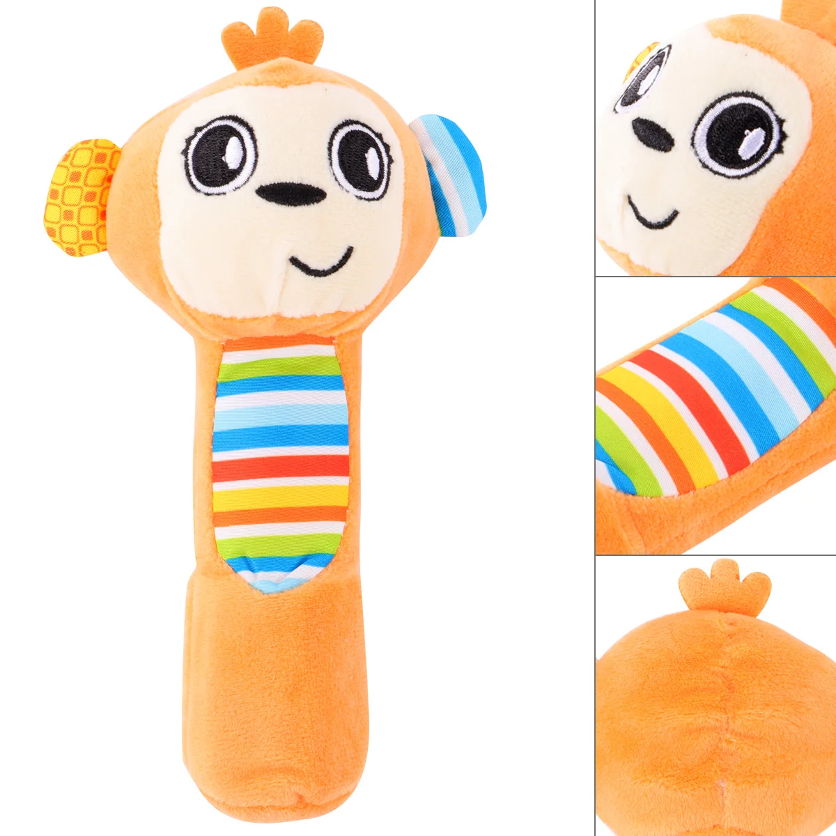 Sonajero de mano para bebé, sonajero de percusión con sonido de animales de dibujos animados, Color brillante, tamaño Mini, sonajero relleno fácil de jugar, 1 Uds.