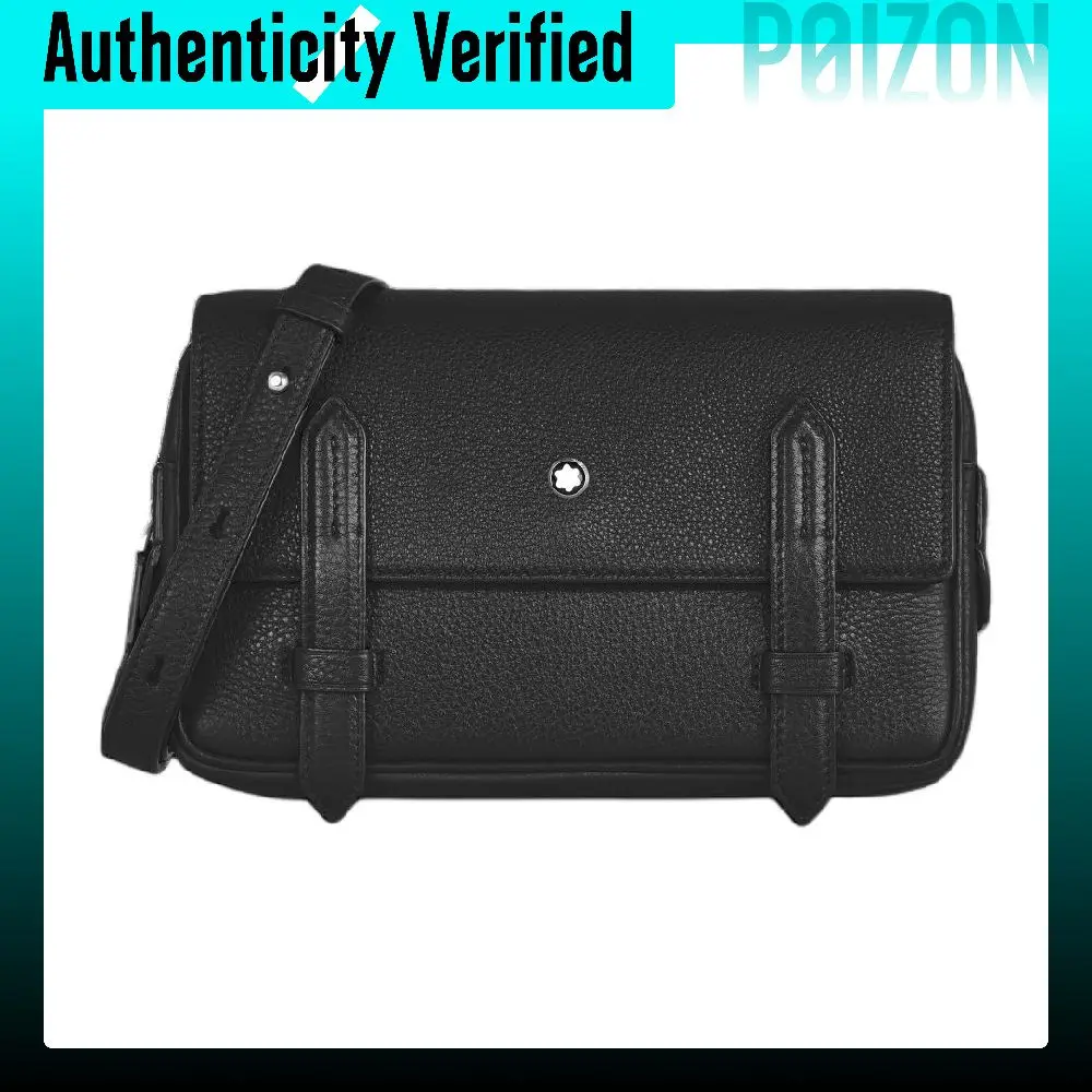 MONTBLANC Cow Leather Messenger Bag, Crossbody Bag, Shoulder Bag Men's Black MB199439
