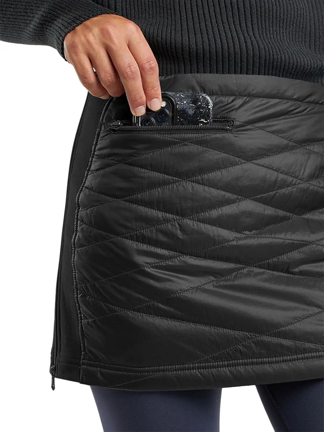 Solid Puffer Quilted Y2k Mini Skirt Winter Outdoor Women Clothing Zipper Insulated Skirts For Hiking Running Golf with Pockets