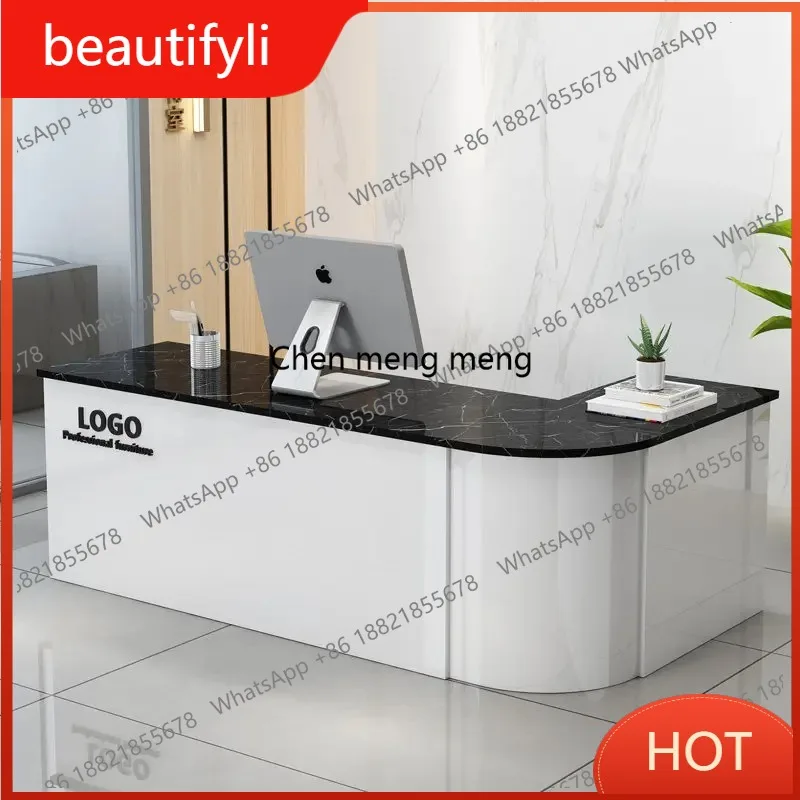 

A139 Infodesk Reception Desk Modern Hairdressing Coffee Shop Counter Reception Desk Luxury Service Comptoir Caisse Corner Furnit