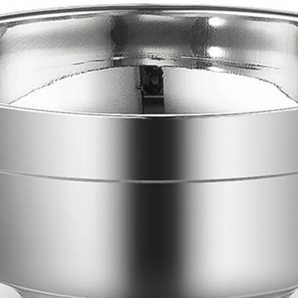 2Pcs Rustless Steel Metal Bowl Smooth Polished Practical Dining Bowl Stackable Structure Round Bowl Food Bowl Outdoor Picnic