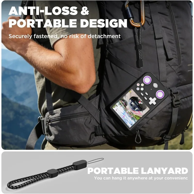 For R36 Ultra Silicone Protective Case Handheld Gaming Console Dustproof Anti-Scratch Storage Box Soft Shell With Lanyard