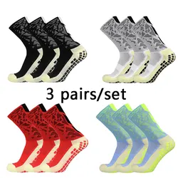 3 pairs New 2024 Men Women Camouflage Arrow Soccer Socks Breathable Sports Silicone Anti Slip Grip Football Socks