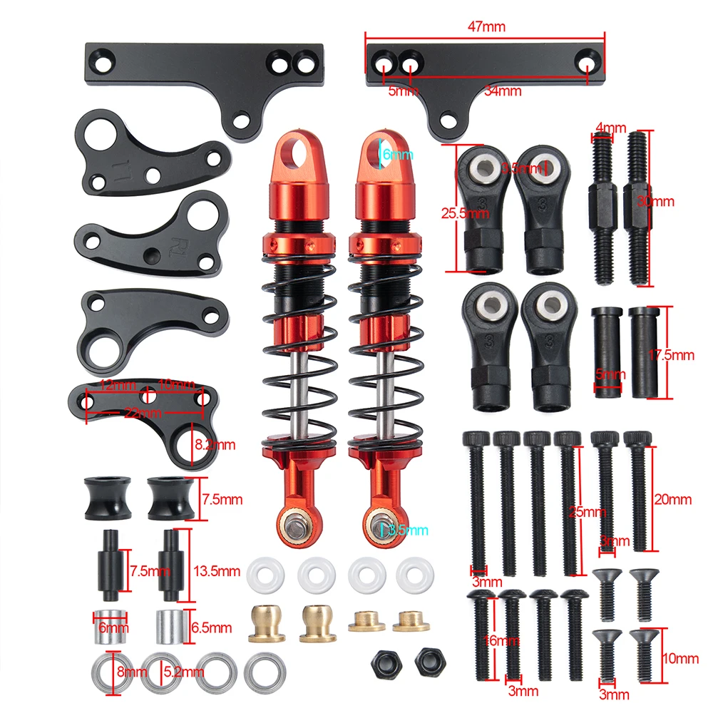 YEAHRUN RC Car Cantilever Kit Metal Suspension Shock for 1/10 RC Crawler Axial SCX10 90046 TRX4 Bronco Upgrade Parts