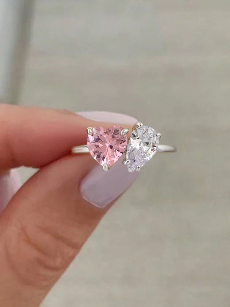 925 فضة البساطة الكلاسيكية الزركون قطرة الماء الدائري للنساء المشاركة الزفاف الفاخرة عالية الجودة غرامة مجوهرات #6