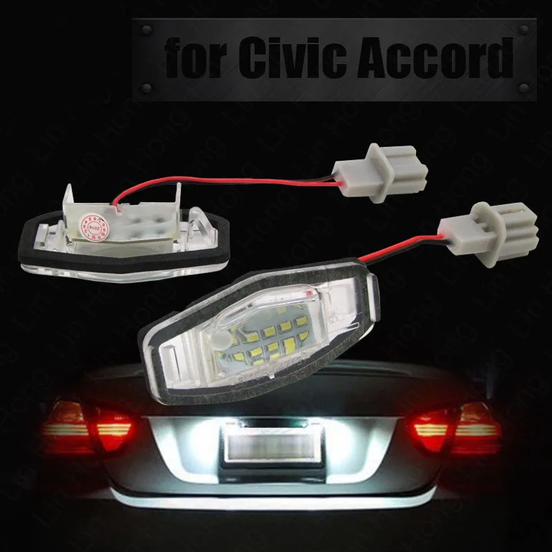 1 pasang lampu pelat nomor LED putih Xenon untuk Aksesori Mobil Acura MDX RDX Honda Accord Civic 34100S84A01 Accessories