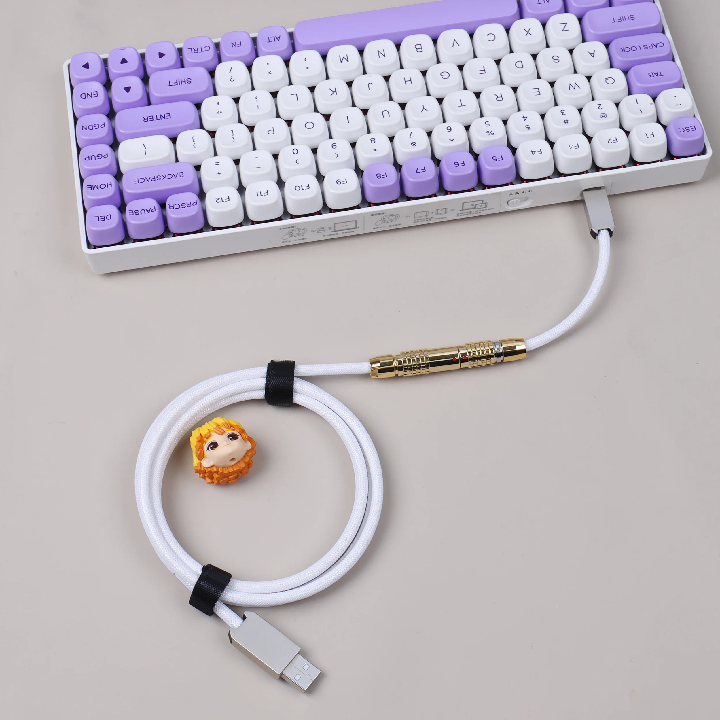 LANO 4 Colors Choices FGG Coiled Cable Type-C to USB Metal Connect Mechanical Keyboard Data Coiled Cable Wire with 00B Plug