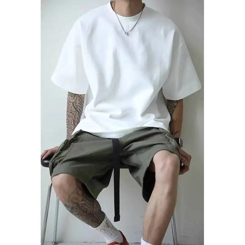 

Summer Cotton Short Sleeved T-shirt Men Fashion Black Casual T-shirt Men Streetwear Korean Round Neck White T Shirt Mens Top
