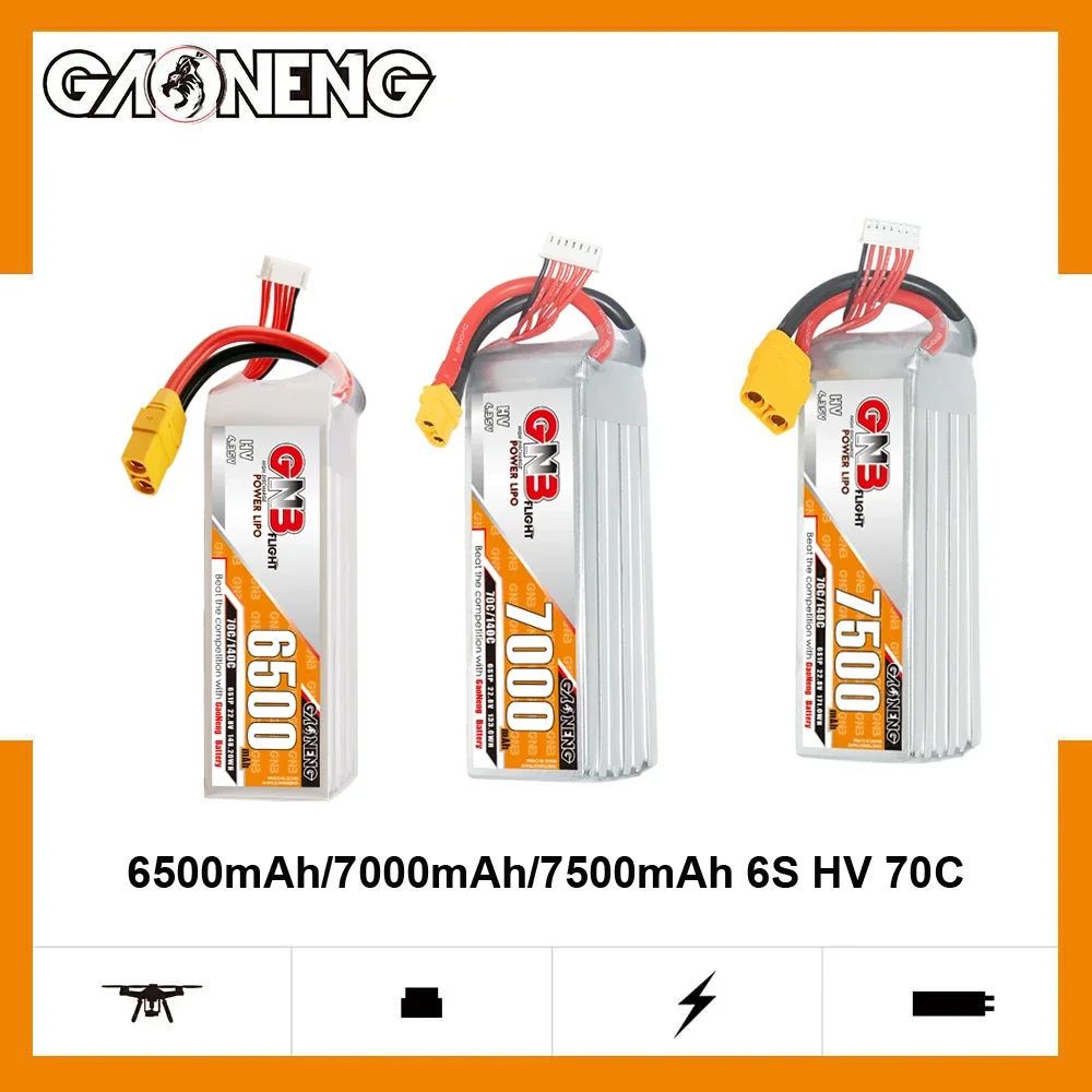 GAONENG 22.8V 6000mAh/6500mAh/7000mAh/7500mAh 6S 70C HV Lipo Batteria Per 8 pollici X8 FPV 10 pollici Xclass FPV 1/7 1/8 Bilancia Del Veicolo