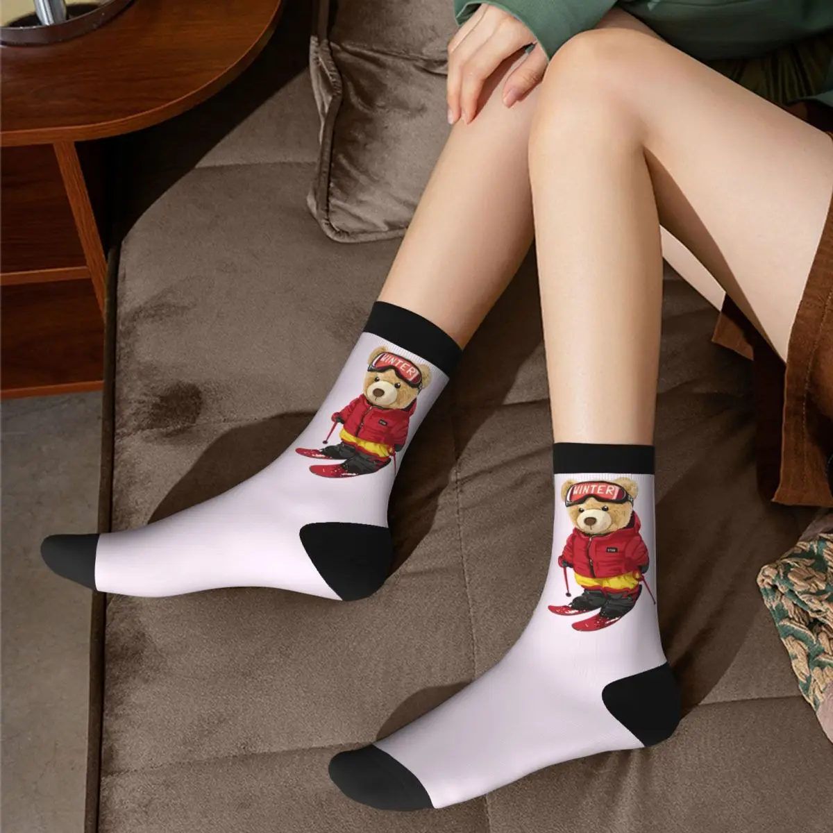 Teddy Bear cosy Unisex Socks Hiking Happy Socks Street Style Crazy Sock