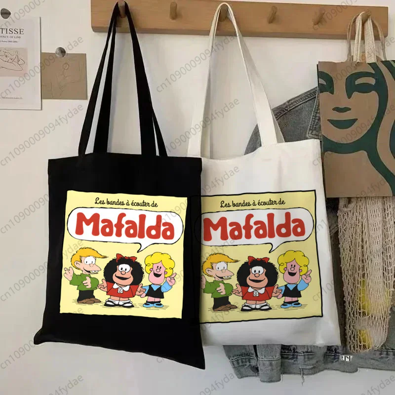 Mafalda Cute Kawaii Bag for Women Canvas Bag Casual Large Hand Bags for Ladies Shopping Handbag Print Large Capacity Bag