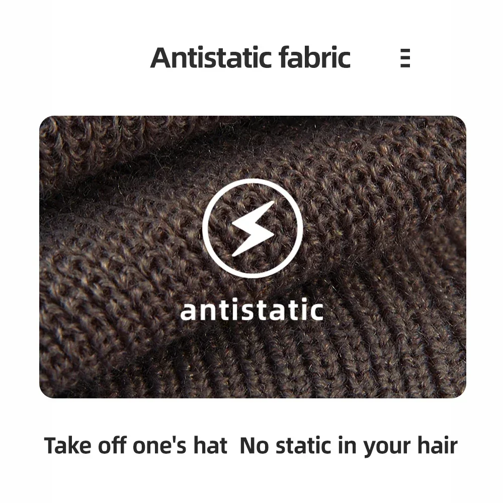 OhSunny Winter Bonnets for Women Unisex Letter Wool Beanies Knitted Hat Acrylic Thermal Antistatic Warm Cold-proof Accessories image 5