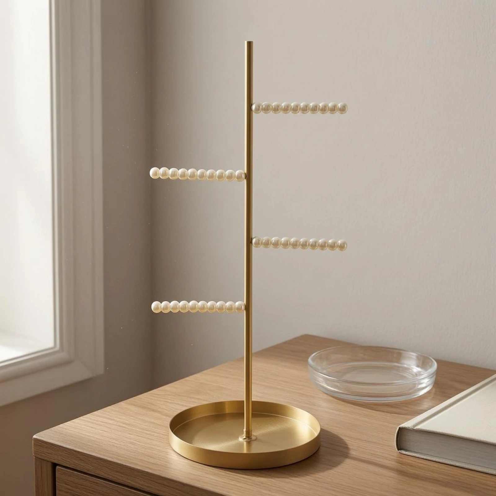 Earring Display Stand Multiple Rods Earring Holder Stand Band Display Holder Round Base Tabletop Accessory Organizer for Desktop