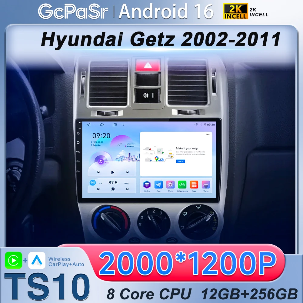 Android 16 Radio For Hyundai Getz 2002-2011 Car Intelligent Systems Carplay GPS Video 2din Stereo Multimedia Screen 4G Wifi BT