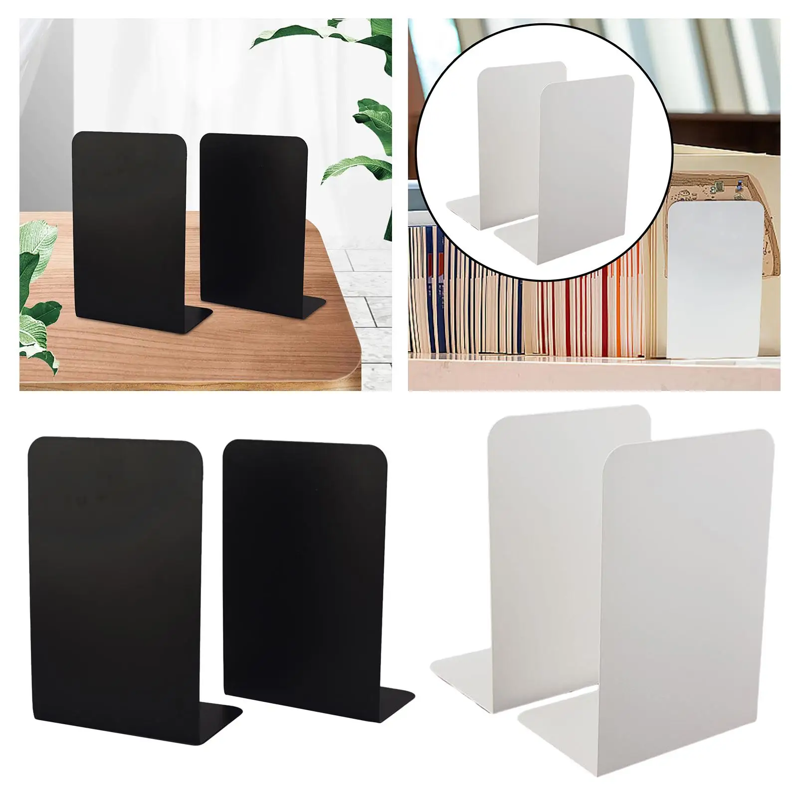 2Pcs Bookends Study Modern Supports Book Stoppers for Library Home Office