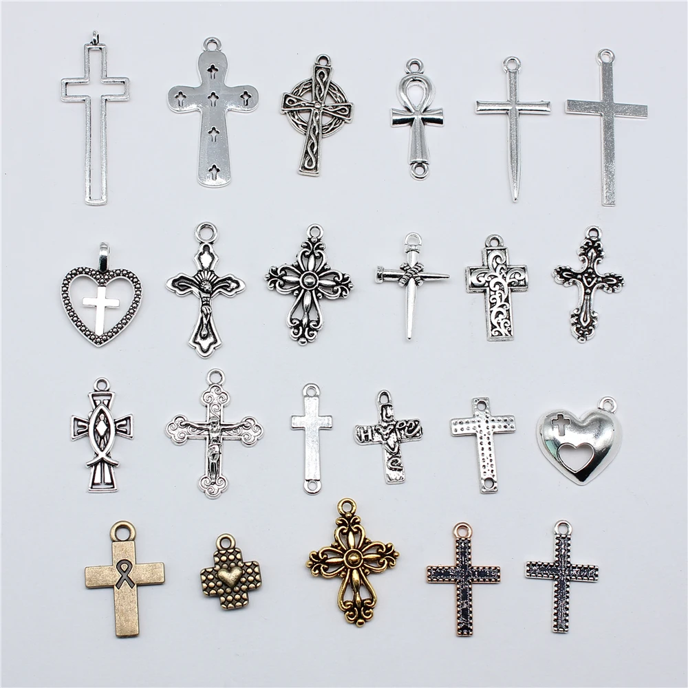 10pcs Cross Charms Religious Beliefs Pendant DIY Handmade Jewelry Handcraft Accessories