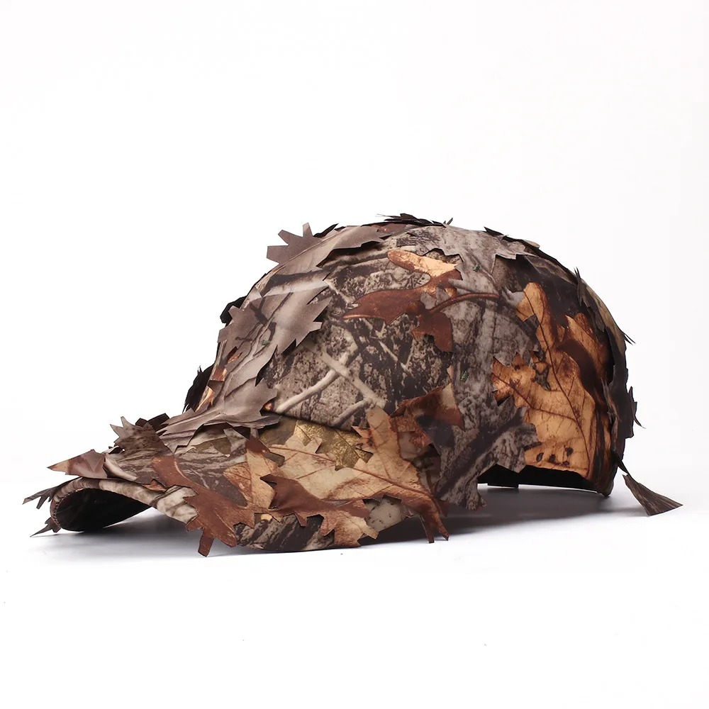 Herren Tarnmuster Boonie Hüte 3D Blätter Camo Taktische Kappe Ghillie Mützen Jäger Scharfschützen Hüte Angeln Sonnenschutz Jagdzubehör – Detail 11