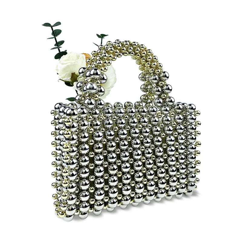 Luxe Kralen Avondtassen Holle Parels Tassen Voor Vrouwen Designer Handtas Handgemaakte Geweven Kralen Bruiloft Portemonnees Clutch Dames Nieuw