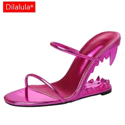 Dilalula Sexy High Heels Runway Slippers Women Concise Narrow Band Strange Heels Mules Young Ladies Fashion Summer Slippers 2025