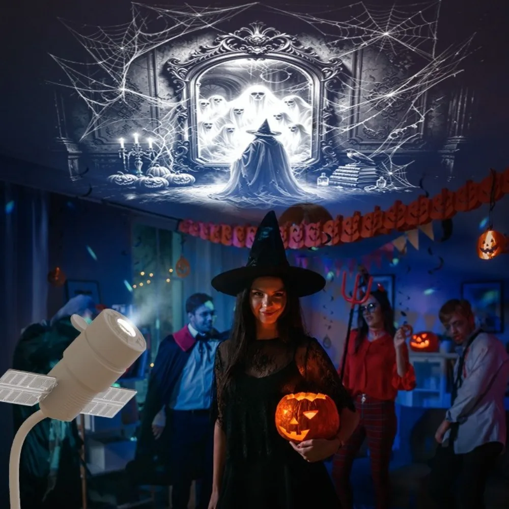 USB Direct Plug Halloween Projection Lamp 360 Degree Rotation Adjustable Focus Starry Sky Projection Night Light Ghost Pattern