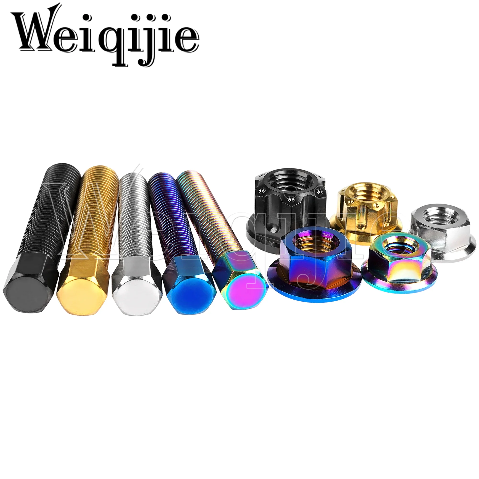 Weiqijie 2PCS Titanium Bolts M8/M10x47mm Hexagonal Head Screws And Flange Nuts Parts For Motorcycle Chain Tensioners