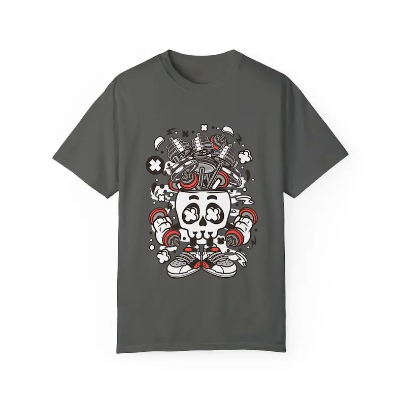 Barbell Skull Head, Cartoon t-shirt designs