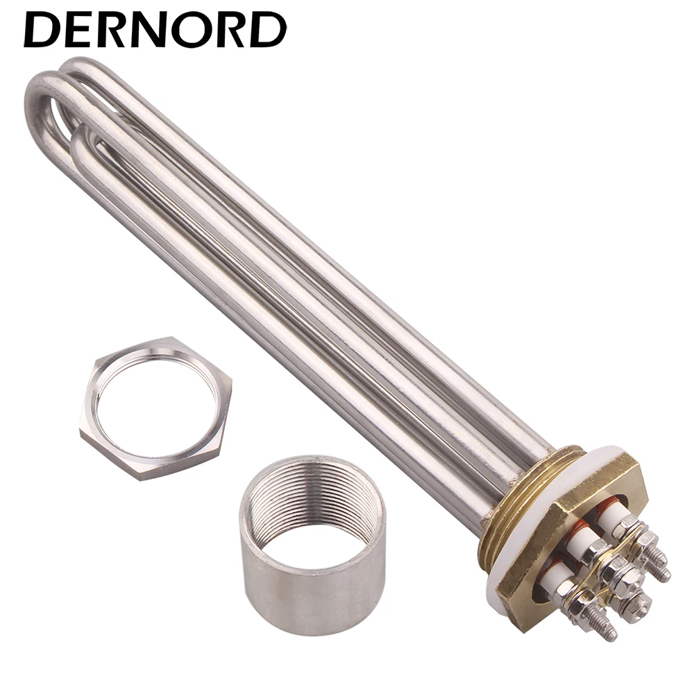 DERNORD DC BSP 침수 물 가열 요소, 황동 스레드, 풍력 태양 에너지 히터, DN32, 24V, 36V, 42mm, 900W, 1200W, 1500W, 1 1/4 인치