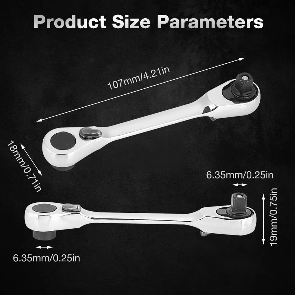 Mini Double Headed Ratchet Wrench 1/4 Inch Drive Socket Screwdriver Bit Driver Quick Release Ratchet Wrench Hand Tools