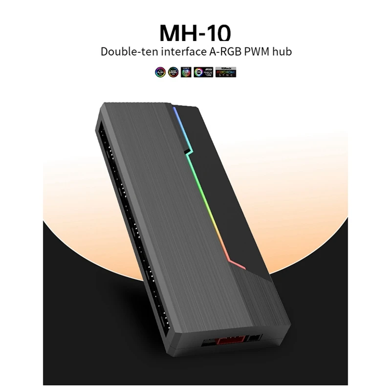 وحدة تحكم MH-10ARGB مزدوجة 10 بت يمكن أن تزامن التحكم في درجة الحرارة PWM مع Shenguang Ten-Port Hub