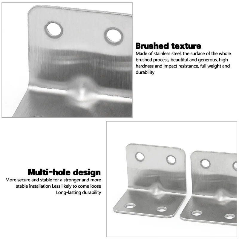 Código de ángulo de acero inoxidable en forma de L, soporte fijo de ángulo recto de 90 grados para muebles, marco de cama, accesorios de gabinete