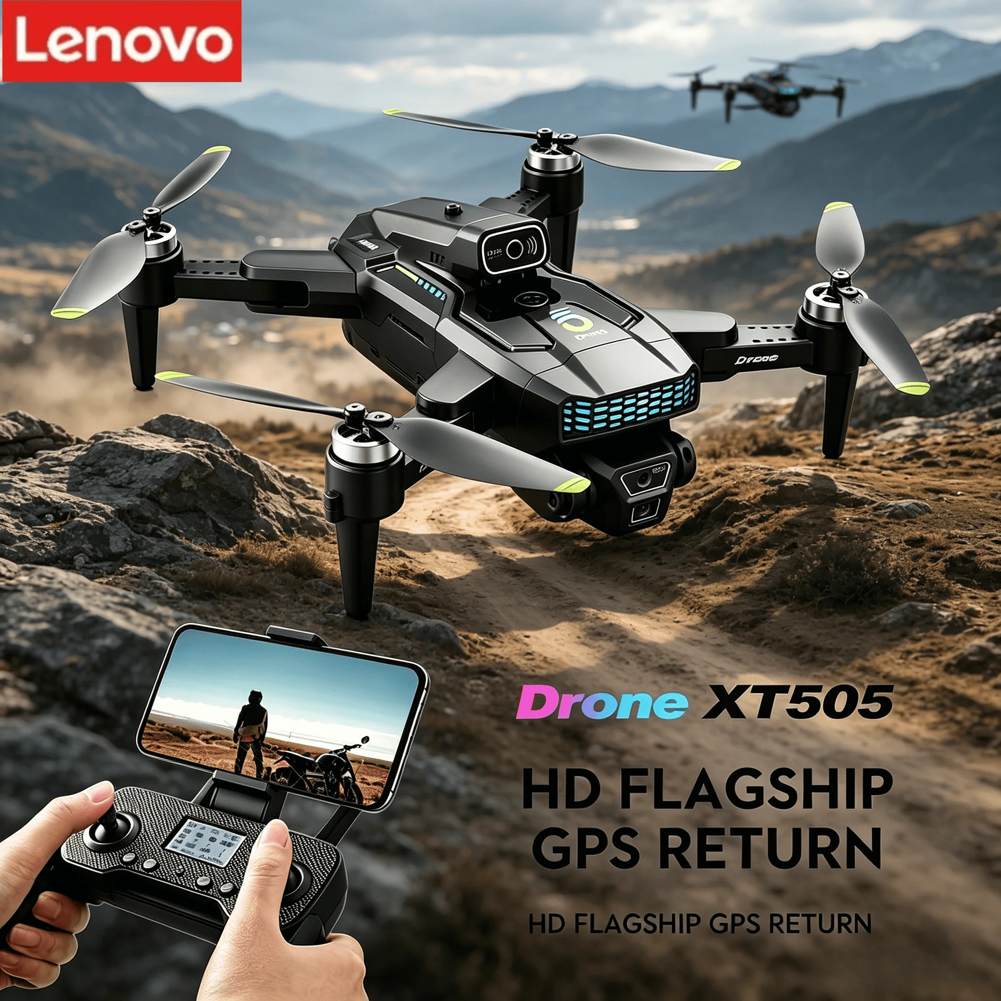 

Lenovo XT505 Brushless Foldable Drone 5G WiFi GPS Optical Flow 4KHD Camera Gimbal Auto Return RC Quadcopter for Adults Beginners